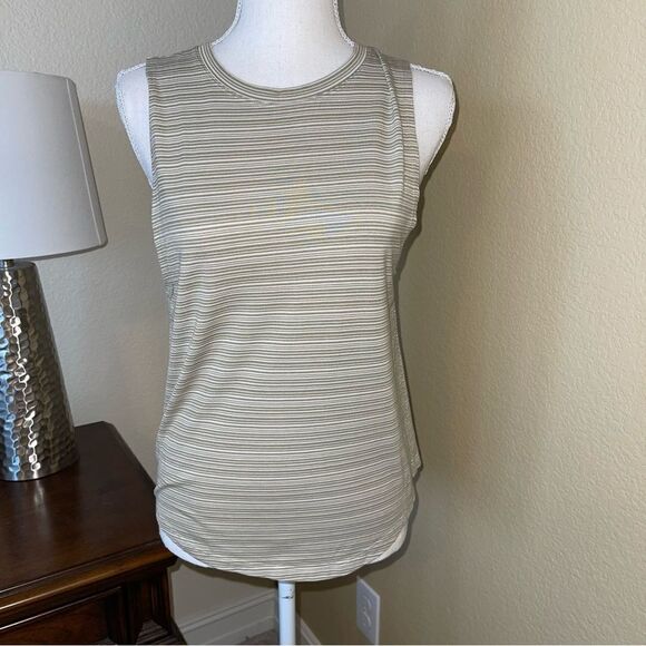 ATHLETA Cloudlight Striped Muscle Tank Top Shadow Olive Green Stripe XS - Picture 2 of 3